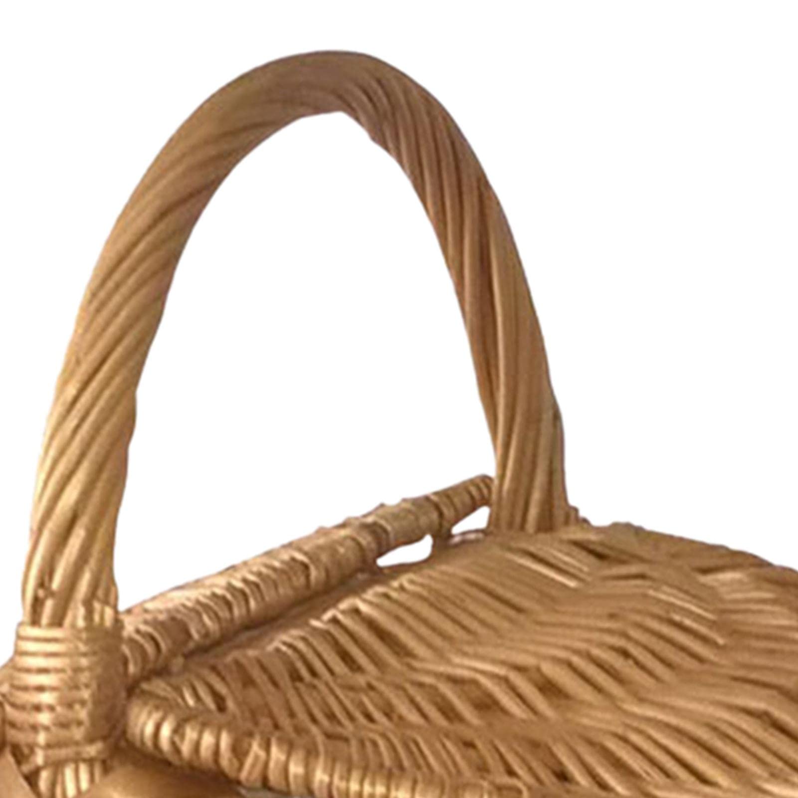 Cestino da Picnic in Vimini, Cestino Portaoggetti in Rattan con Fodera Lavabile per