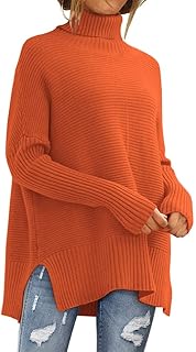 LILLUSORY Women's Oversized Turtleneck Sweaters 2023 Fall Batwing Sleeve Ribbed Tunic Sweater
