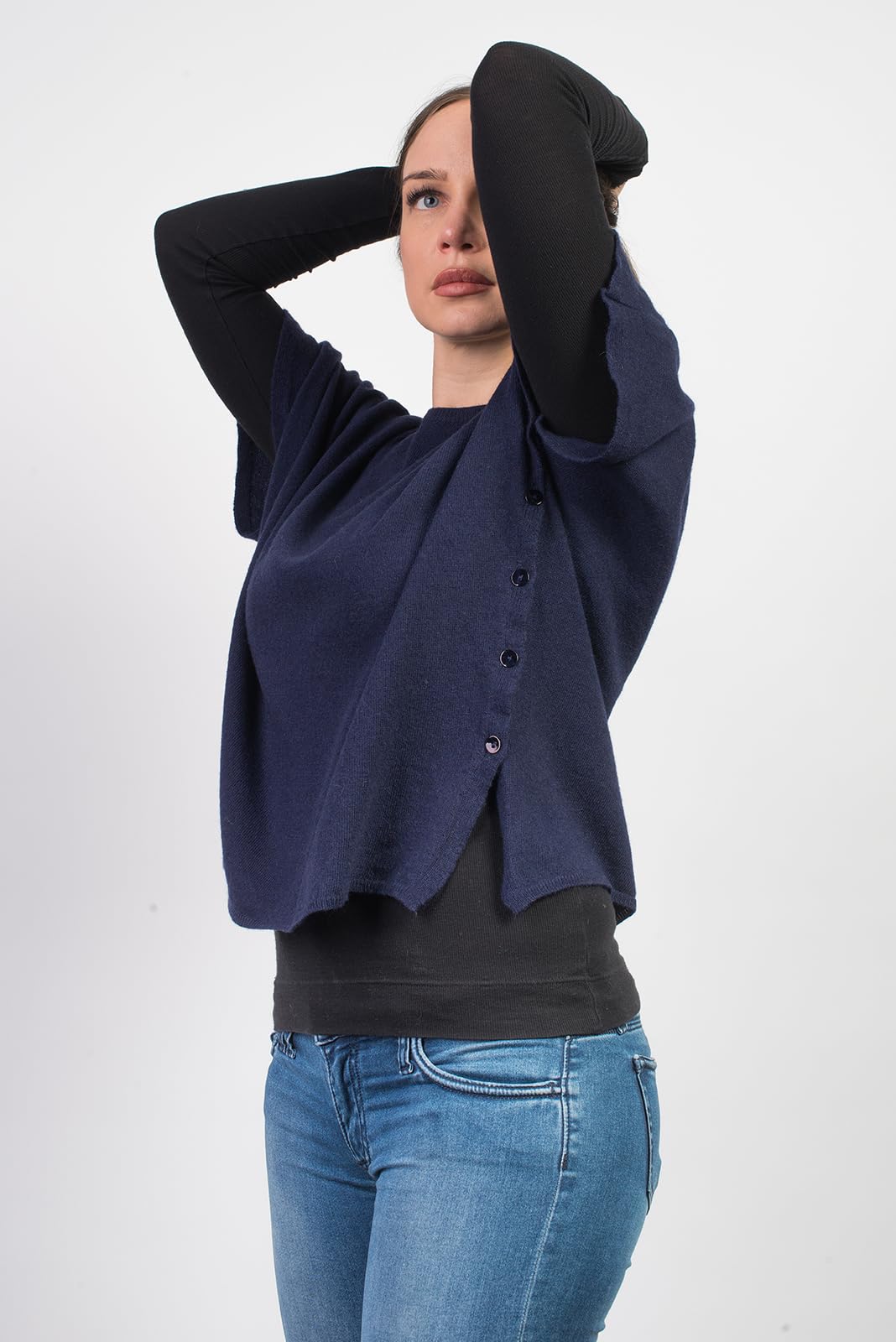 DALLE PIANE CASHMERE Poncho Donna Misto Cashmere Lana | Poncho mantella avvolgente, taglia unica, perfetto in viaggio e in città, un elegante regalo per lei, Made in Italy