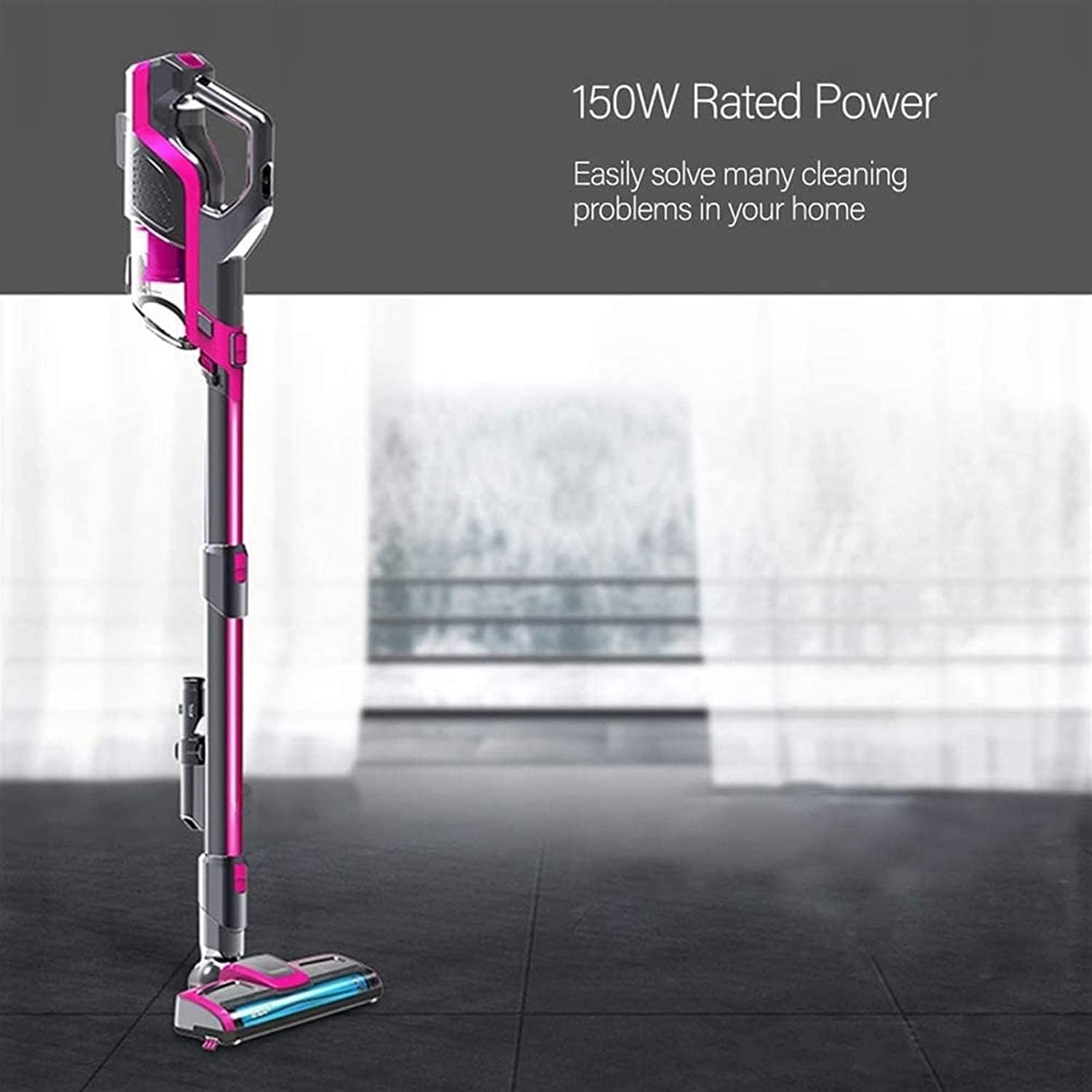 Cordless Vacuum Cleaner 45 mins Long Runtime Stick Vacuum Robust Suction Handheld Vacuum Cordless Vacuum for Hard Floor Stairs 150W Stick Vacuum Cleaner