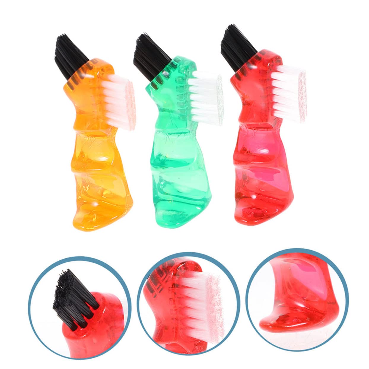 Spazzolino Non Deformabile in Plastica Pp per Dentiera Mini 3 Pezzi Multifunzionale Resistente per Pulizia Portatile Quotidiana Protesi Dentale