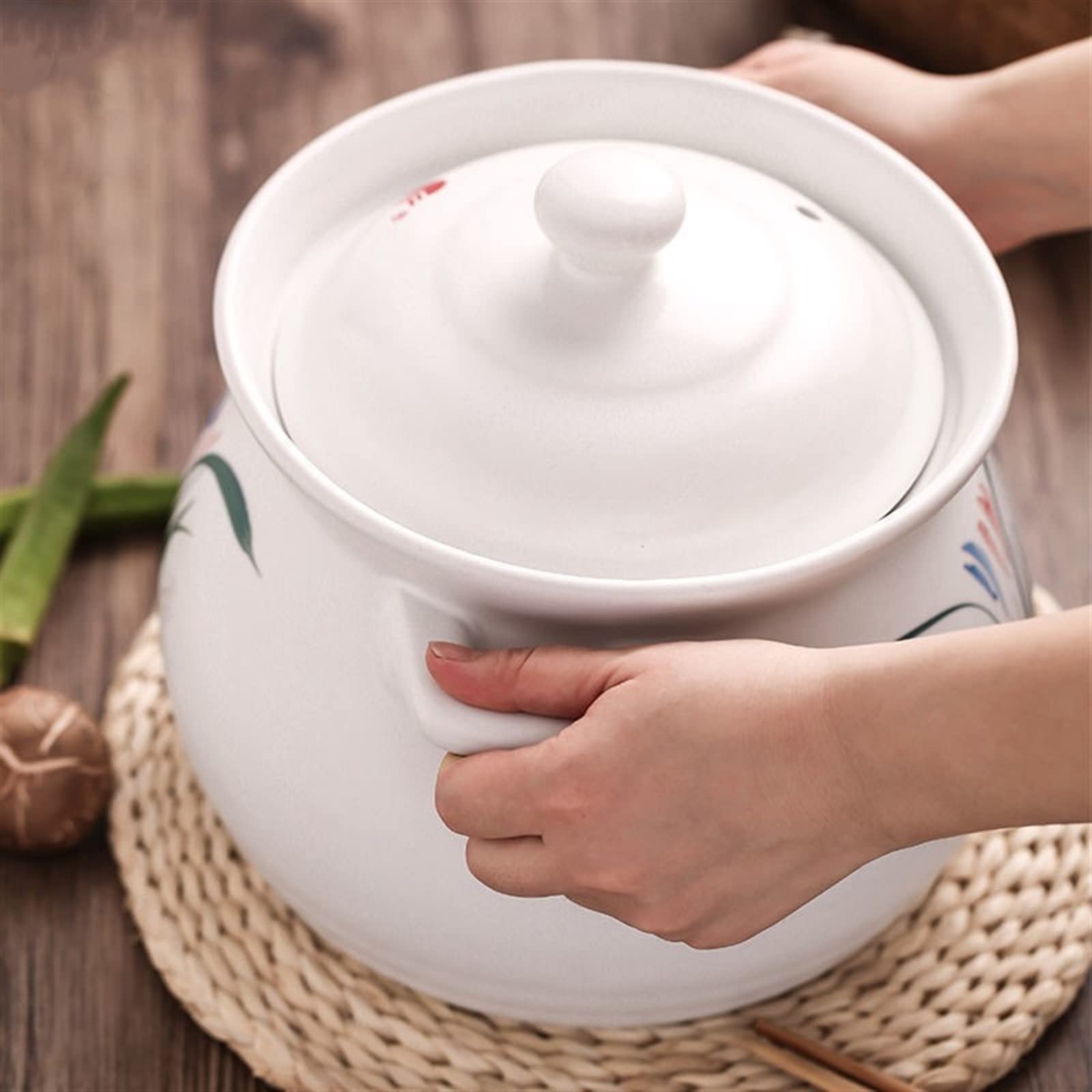 Gliniany Garnek Do Gotowania Podwójne Uchwyty Dutch Oven Z Pokrywką Nieprzywierający Ceramiczny Garnek Gotowania Gulaszu Gotowania Na Parze(6.2L)
