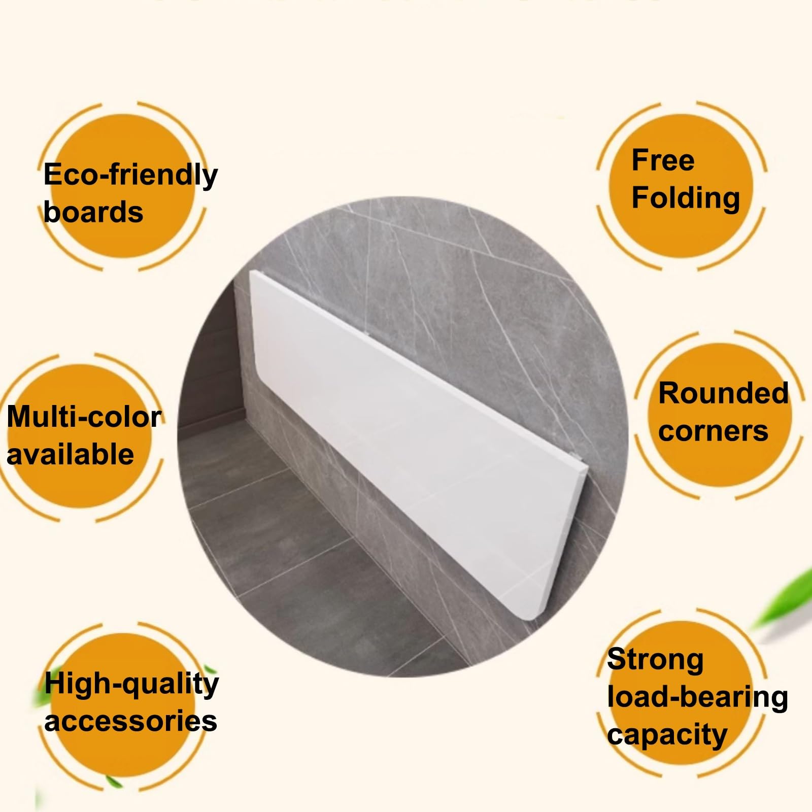 Mesa plegable de pared, soporte de metal resistente, esquinas redondeadas para cocina y dormitorio, diseño que ahorra espacio, parte superior gruesa resistente (latón, 100 x 30 cm)