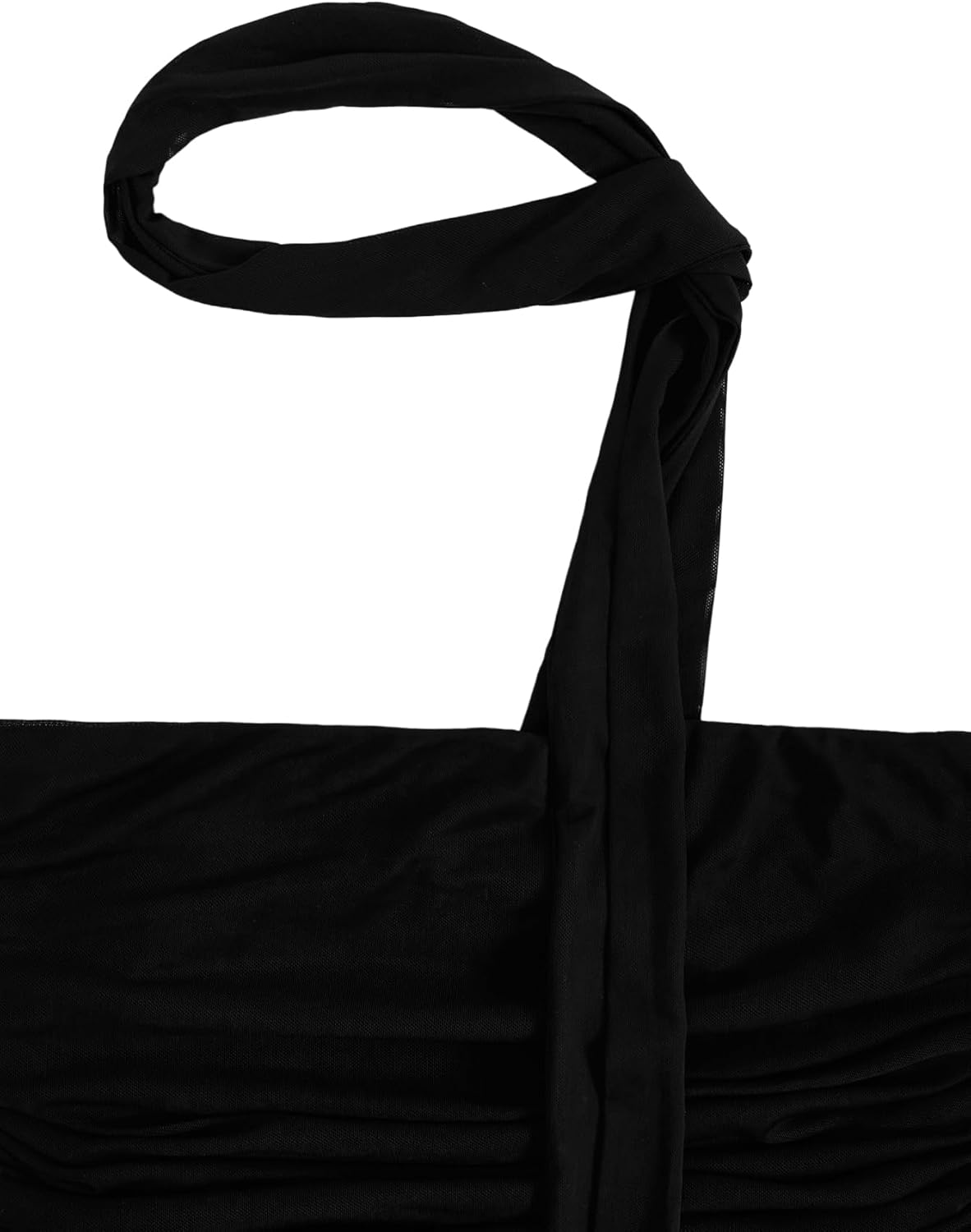 SweatyRocks Women's Ruched Sheer Mesh Strapless Tube Top Sleeveless Slim Fitted Bandeau Top with Scarf - Image 6