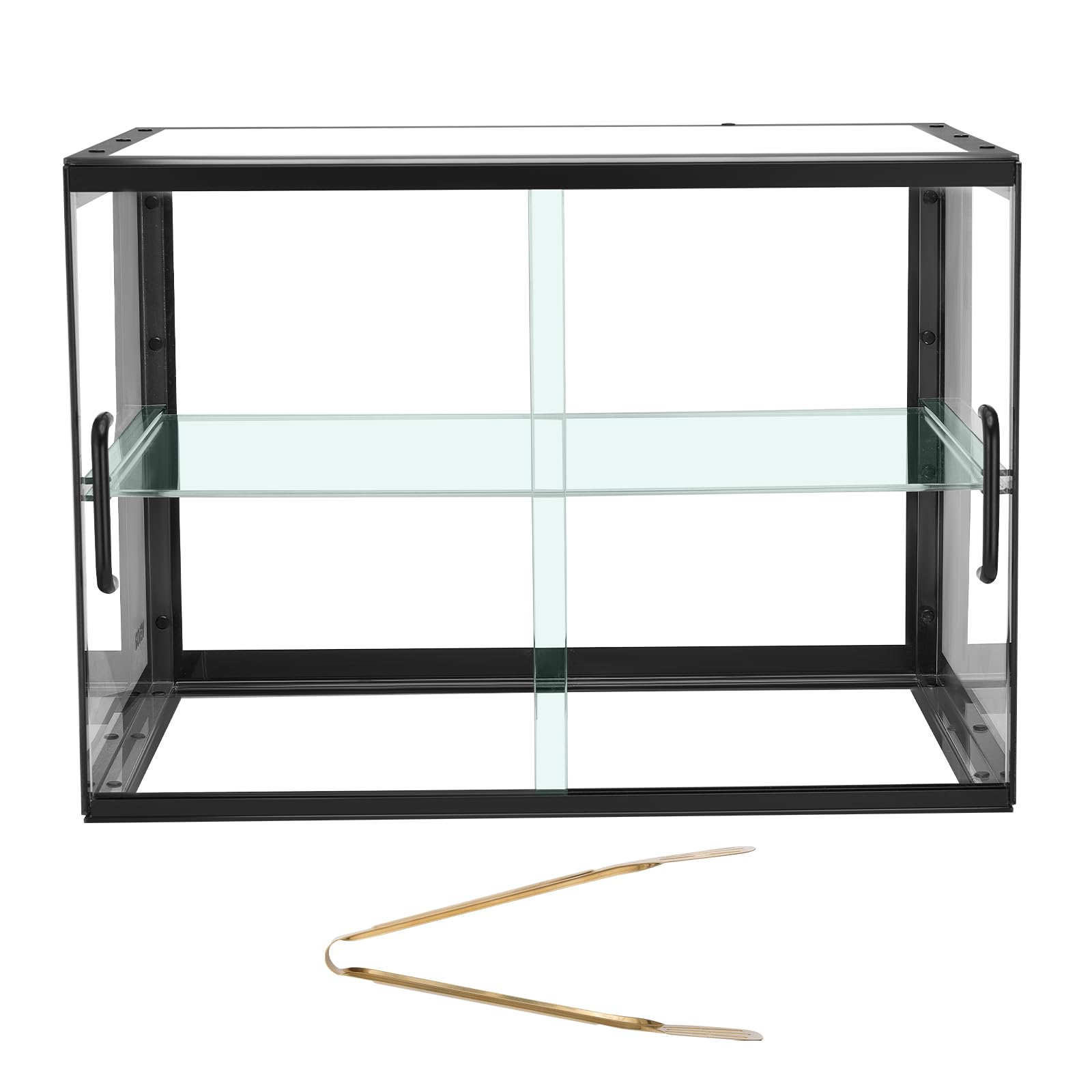 VEVOR Gebäckvitrine 2-stöckig, Gewerbliche Bäckereivitrine aus Transparentem Acryl, Thekenvitrine mit Schiebetür & Abnehmbarer Trennwand für Kekse, Desserts und Donuts, 550 x 385 x 390 mm Schwarz