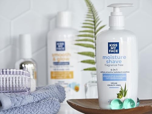 Miniatura 16 de Kiss My Face Afeitado de humedad sin fragancia, crema de afeitar 4 en 1, libre de crueldad animal y vegano, con aceite de oliva añadido y extracto