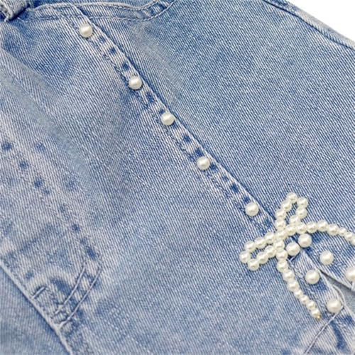 Short en jean stretch pour filles avec taille haute confortable - 5