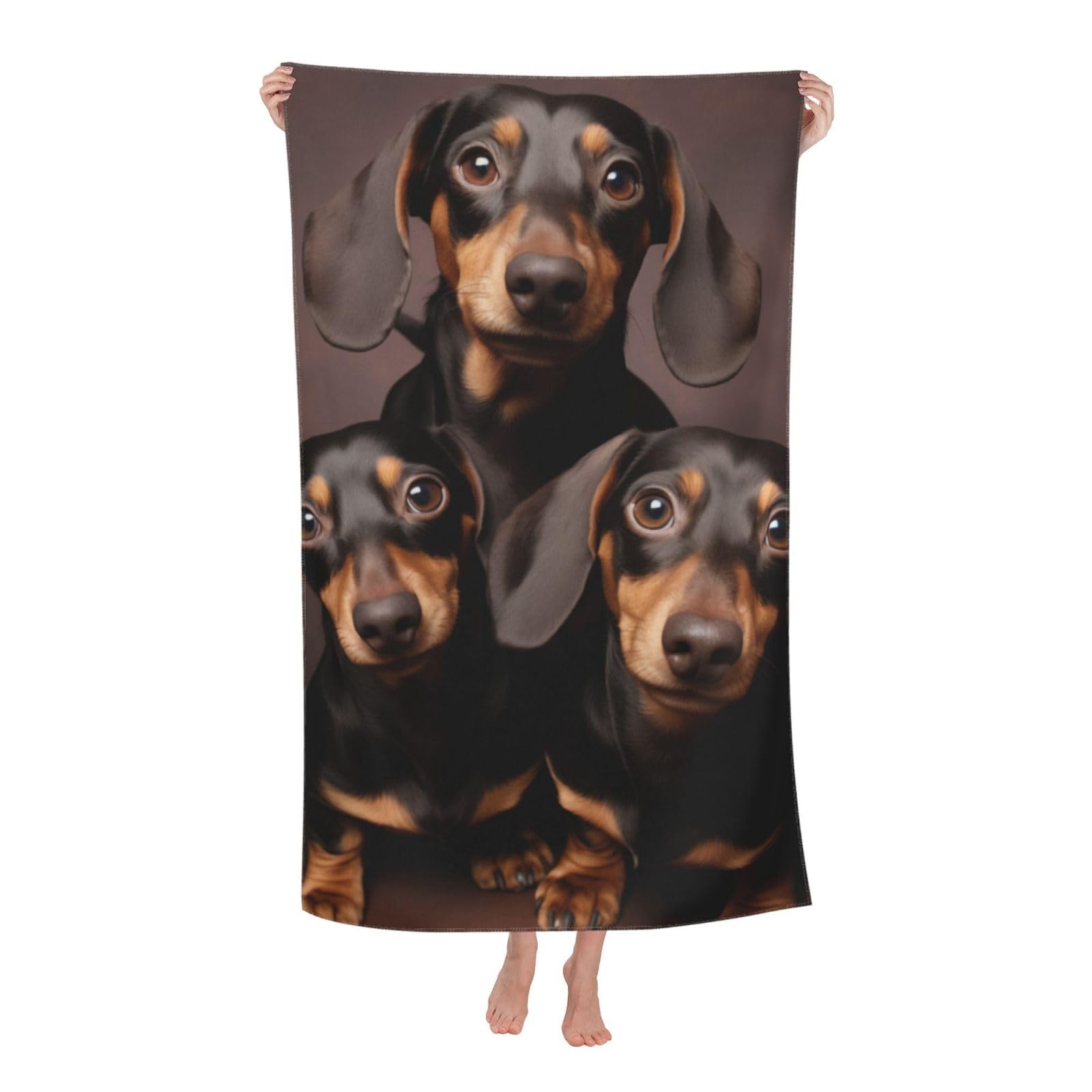 VANZEV Dachshund Beach Towel Wiener Dog Microfiber Sand Free Towels for Adult Kids Quick Dry Ultra Absorbent Super Soft Pool Travel Swim Bath Shower Towel Gifts 52” x 32”