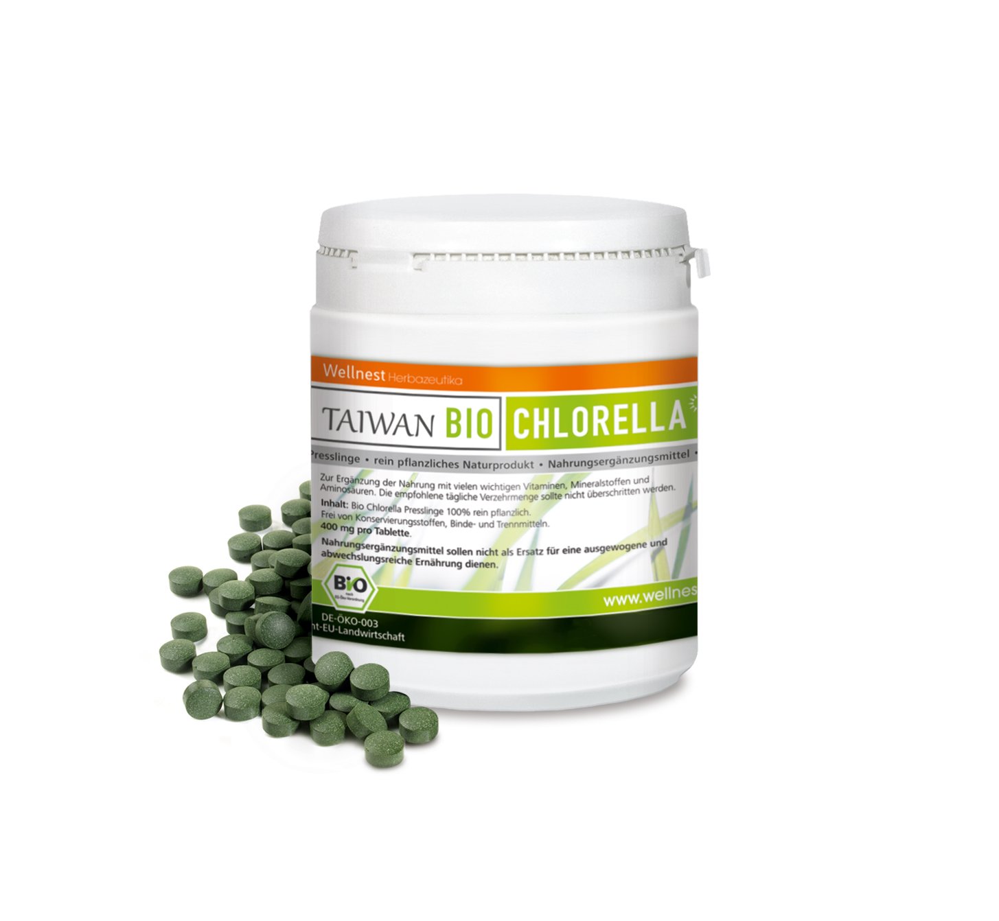 Bio Taiwan Chlorella 500 g | Detox Superfood vegan | Algen reich an Mineralstoffen, Vitaminen und Spurenelementen | 1.250 Presslinge á 400 mg | Rückstandsgeprüft in deutschem Labor
