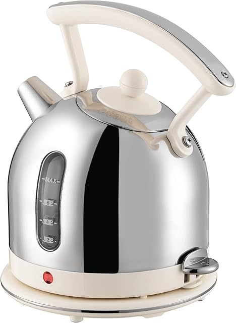 Dualit Lite Kettle - 2L 3kW Dome Kettle - Polished with Canvas White Trim, High Gloss Finish - Fast Boiling Kettle by Dualit- 72753