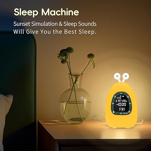 Miniatura 5 de Reloj despertador Sunrise con luz de despertador, máquina de sonido de ruido blanco con 20 sonidos relajantes, 10 luces nocturnas, altavoz