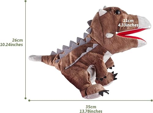 Miniatura 7 de Marionetas de mano de dinosaurio de felpa, juguete de dinosaurio suave, regalos para niños (2 piezas)