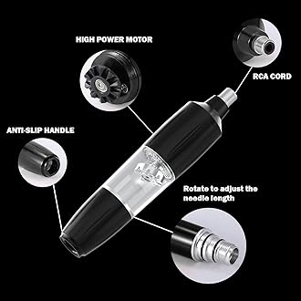 Eyebrow Microblading Tattoo Machine Kit, Professional Complete Wireless Tattoo Gun with Tattoo Power Supply, 50Pcs Cartridge Needles, 7Pcs Inks, Microblading Supplies for Beginners (Black, TP39)