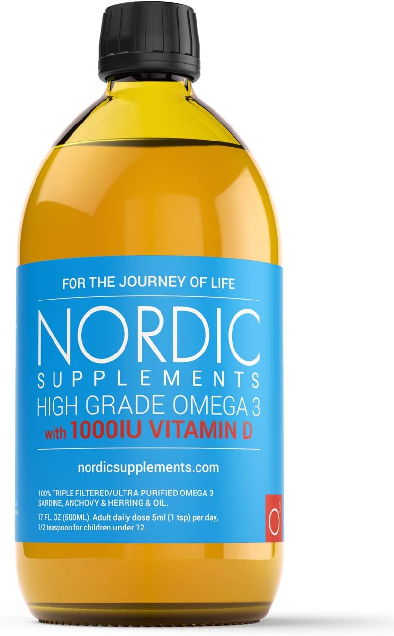 Nordic Supplements High Strength 500ml Omega 3 Fish Oil with 1000iu
