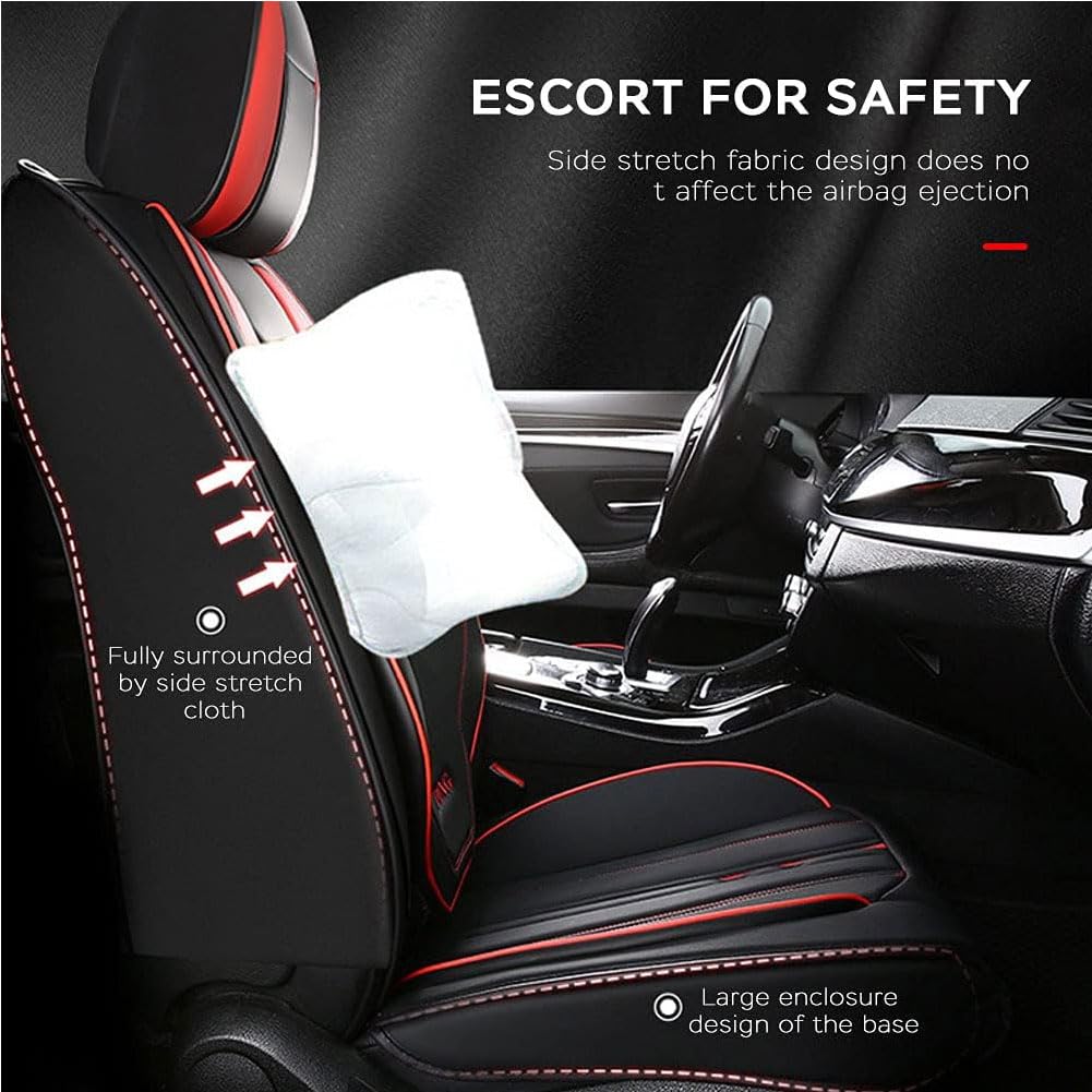 ZZZZS Coche Fundas Asientos Cuero para Fusion Sport 2007-2019, Funda de Asiento Cojín Protector Delantero y Trasero Juegos De Protectores Accesorios,B/Black~Red