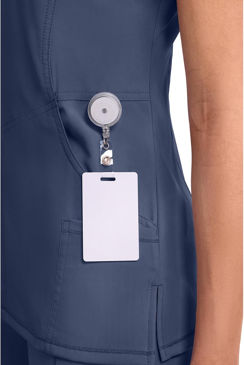 Cherokee Infinity Womens Mock Wrap Scrub Top, 4 Pockets, Rib-Knit Panel, Moisture-Wicking 360° Stretch - 2625A