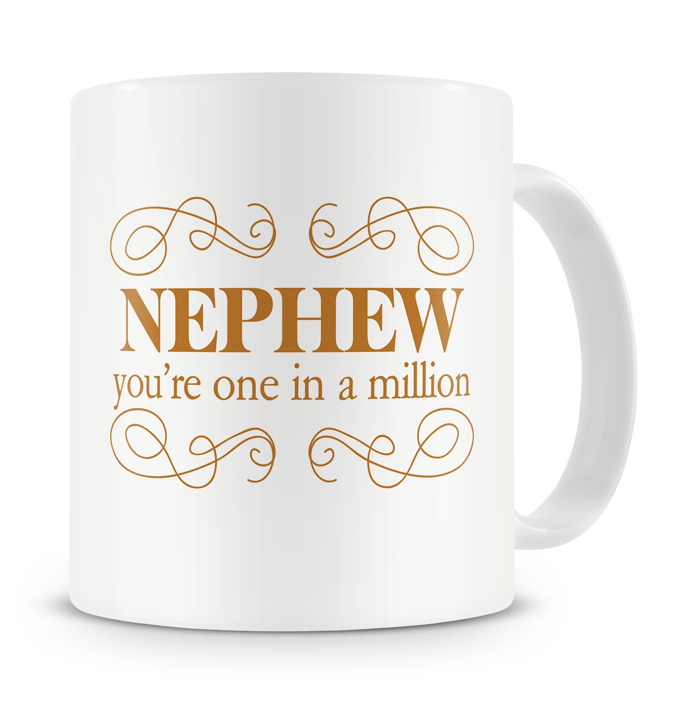 Givagift Gold "Nephew, You’re One In A Million" Mug –Birthday / Thank You / Get Well Soon / Appreciation Mug Gift/Present For Nephew - 16Th/18Th/21St/20Th/30Th/40Th/50Th/60Th - Cool/Cute/Modern/Novelty Style Nephew Mug Gift/Present – From Auntie / From Uncle (Gold)