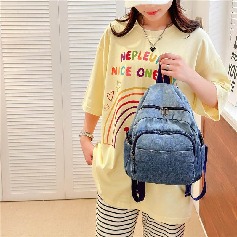 Image of MaxxCloud Vintage Denim Laptop Backpack Casual Canvas Daypack Handbag Purse Lightweight Rucksack Shoulder Bag