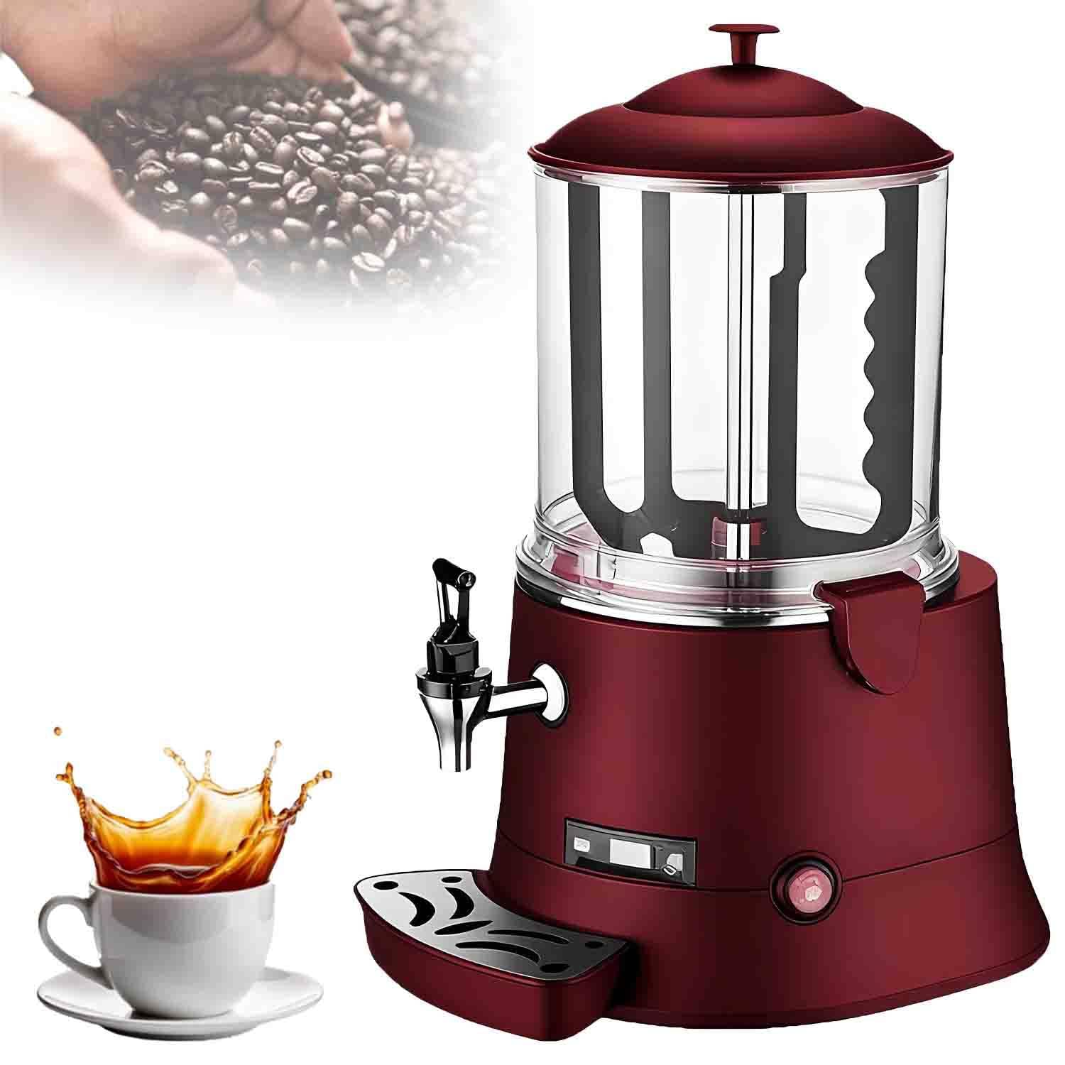 UORDBY 5L/10L Commercial Hot Chocolate Maker, Electric Beverage Dispenser, 30~90℃ Temp Control, Hot Drink Warmer for Chocolate Coffee Milk Tea, Easy to Clean Red-10L