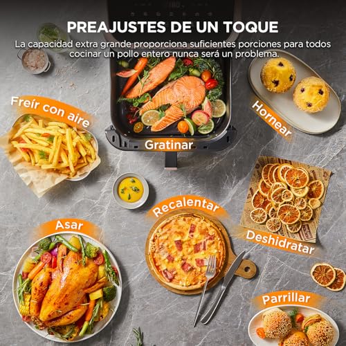 Midea Freidora de Aire XXL Air Fryer sin Aceite 8,5L, 8 en 1 con Ventana Transparente, Cámaras Extraanchas, máx. 200 °C, Temperatura y Tiempo Regulables, Apta para Lavavajillas - imagen 4