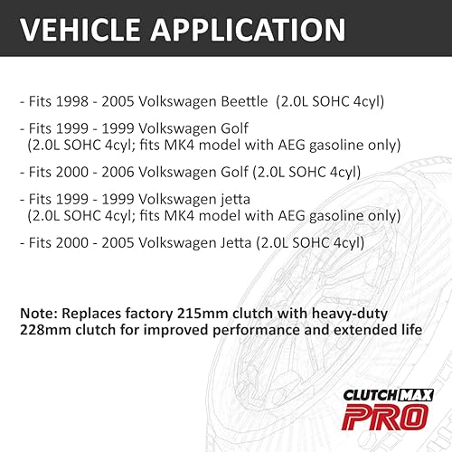 Miniatura 2 de ClutchMax PRO Performance Stage 4 Kit de embrague con volante Chromoly compatible con VW Volkswagen Beetle Golf Jetta 2.0L AEG BEV 1999-2006