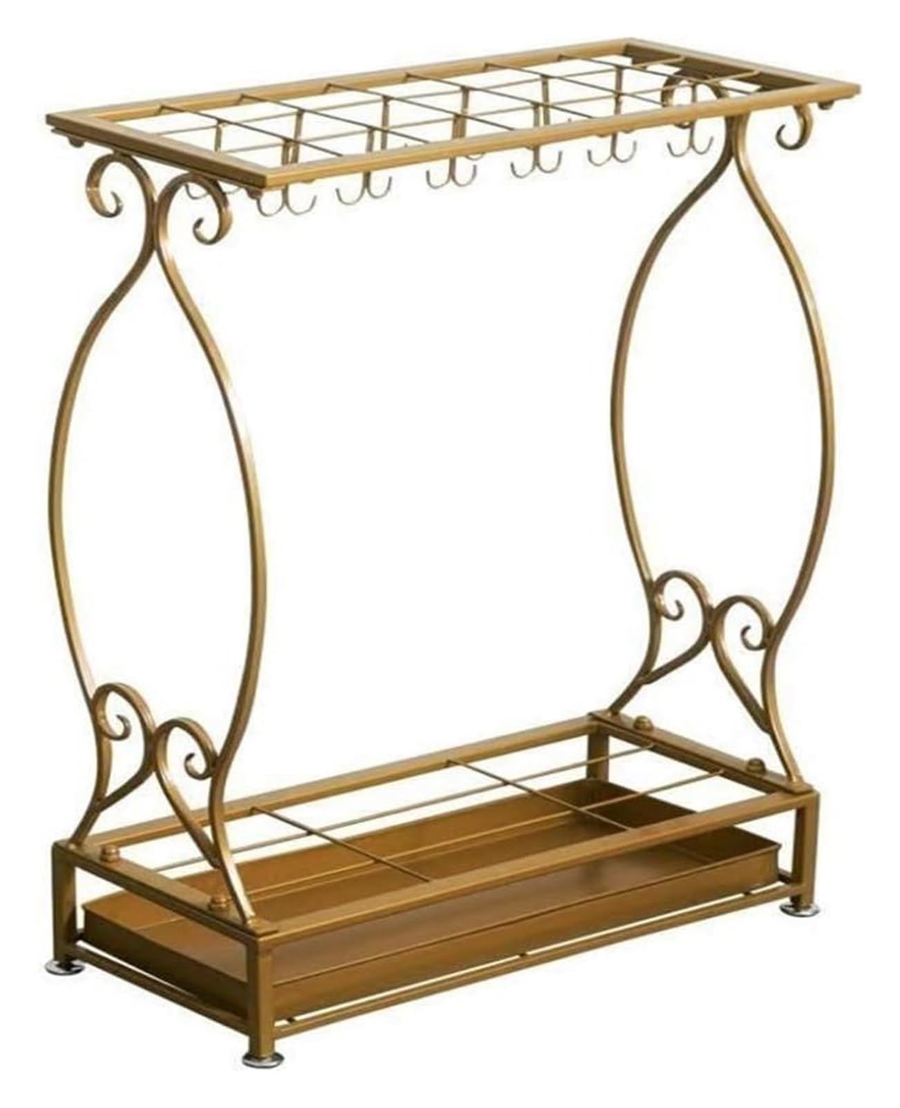 DFGHNBVC Iron Umbrella Stand With Hooks Drip Tray - Stylish Storage Rack For Walking Sticks, Perfect For Hotel Lobby Indoor Decoration