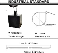 Vista 3 de Clips de alambre autoadhesivos fuertes para sujetar cables de 3/4 pulgadas con cremalleras de 6 pulgadas, protección UV negra, 100