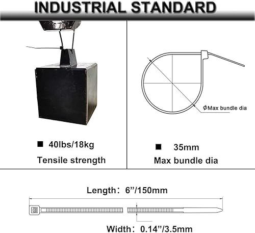 Miniatura 3 de Strong Self Adhesive Wire Clips Cable Zip Tie Mounts 34" with 6 Inch Zipties Black UV Protection Outdoor 100 Pcs,Sticky Wire Fasteners Cable Guide