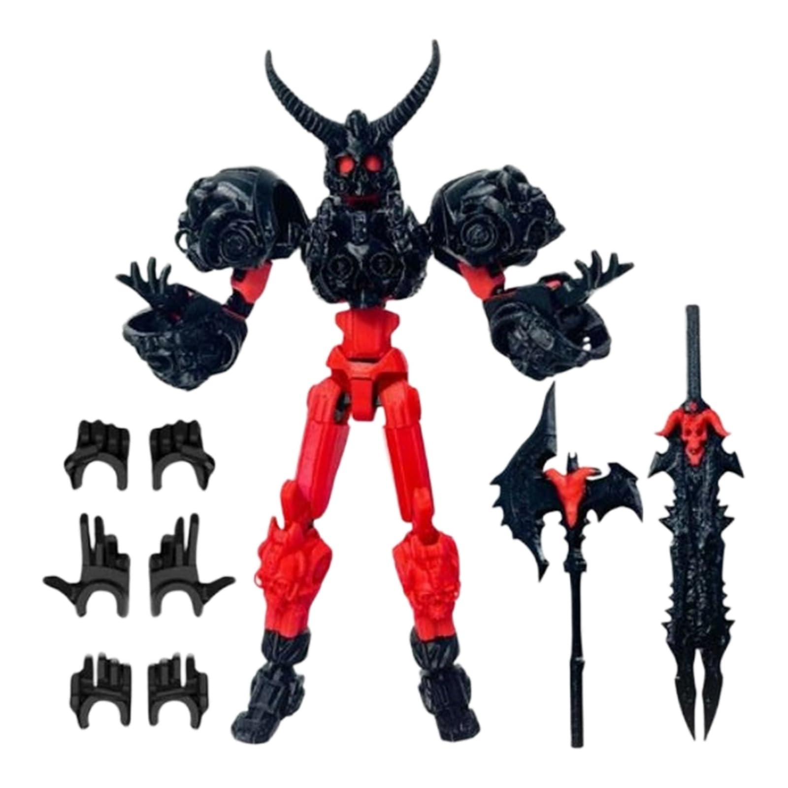 DiiWmme Starnearby Titan 13 Action Figure, Assembly Completed 3D Printed T13 Multi-Jointed Movable Robot with Full Articulation, Lucky 13 Dummy 13 Toy with Interchangeable Hands and Weapons (Red)