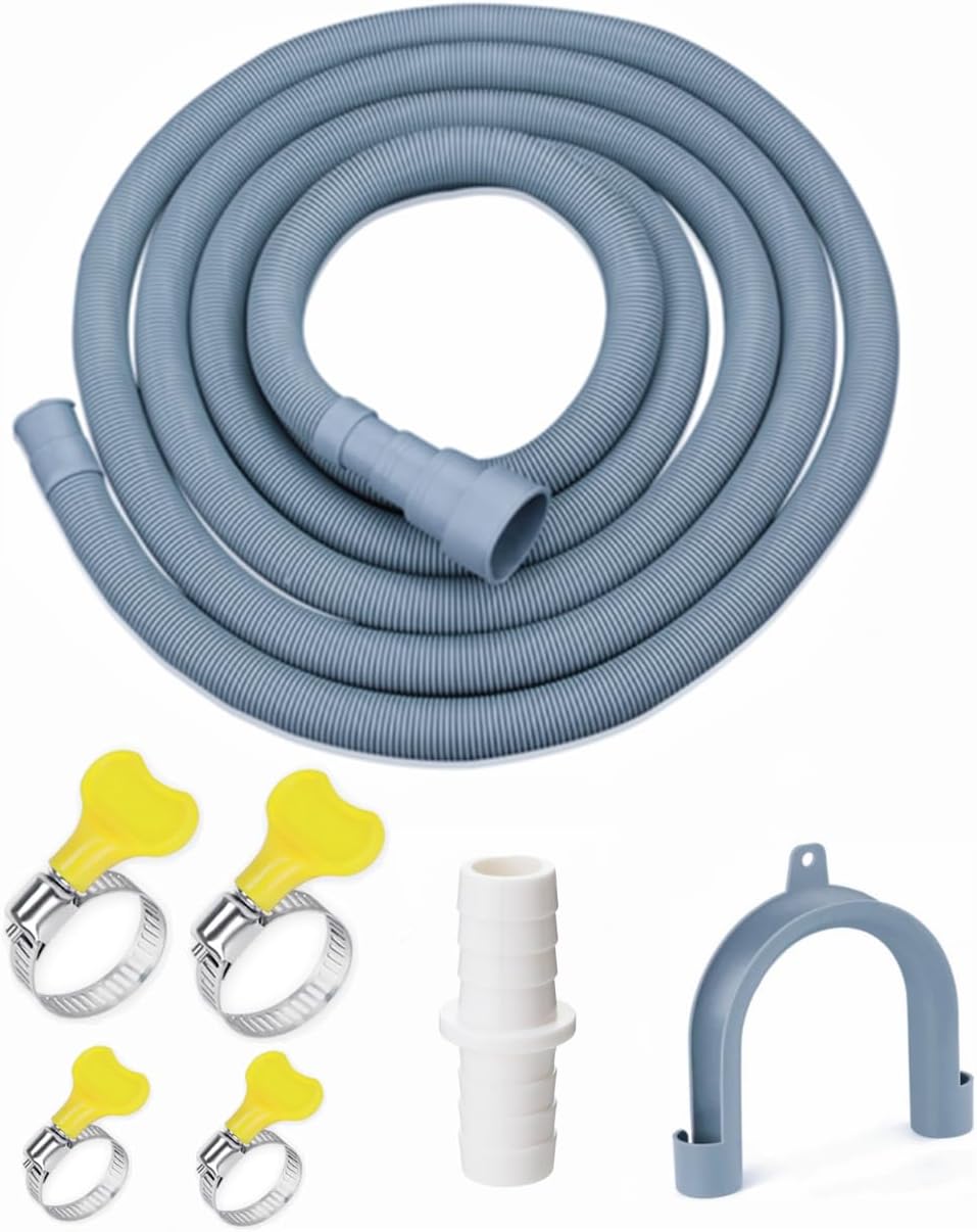 Elyfreeウォッシャー排水ホース、12フィートフレキシブル洗濯機排水ホース。