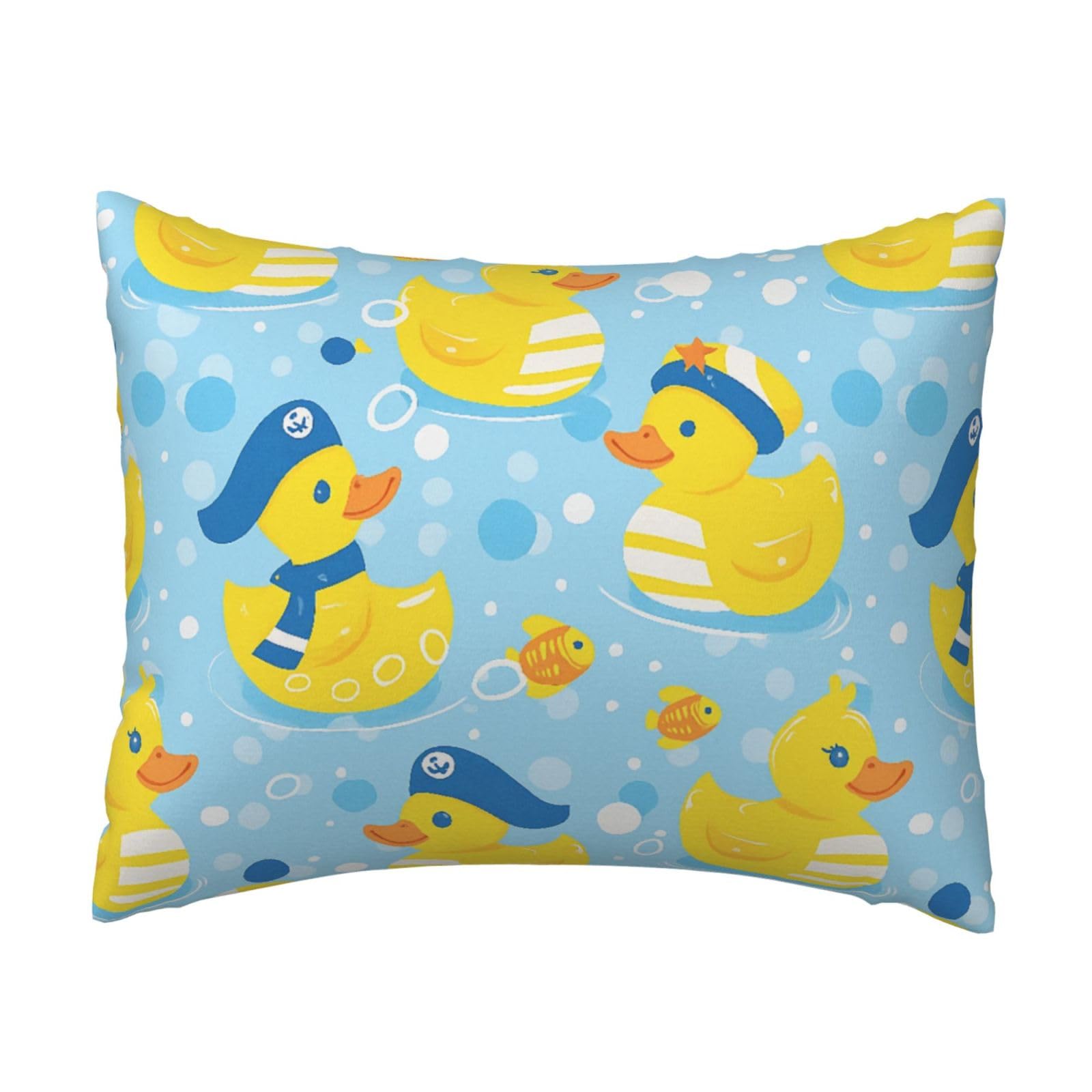 Adorable Rubber Duck with Nautical Hat Pillowcase Soft Plush with Zipper Decorative Pillowcovers 16x20 in