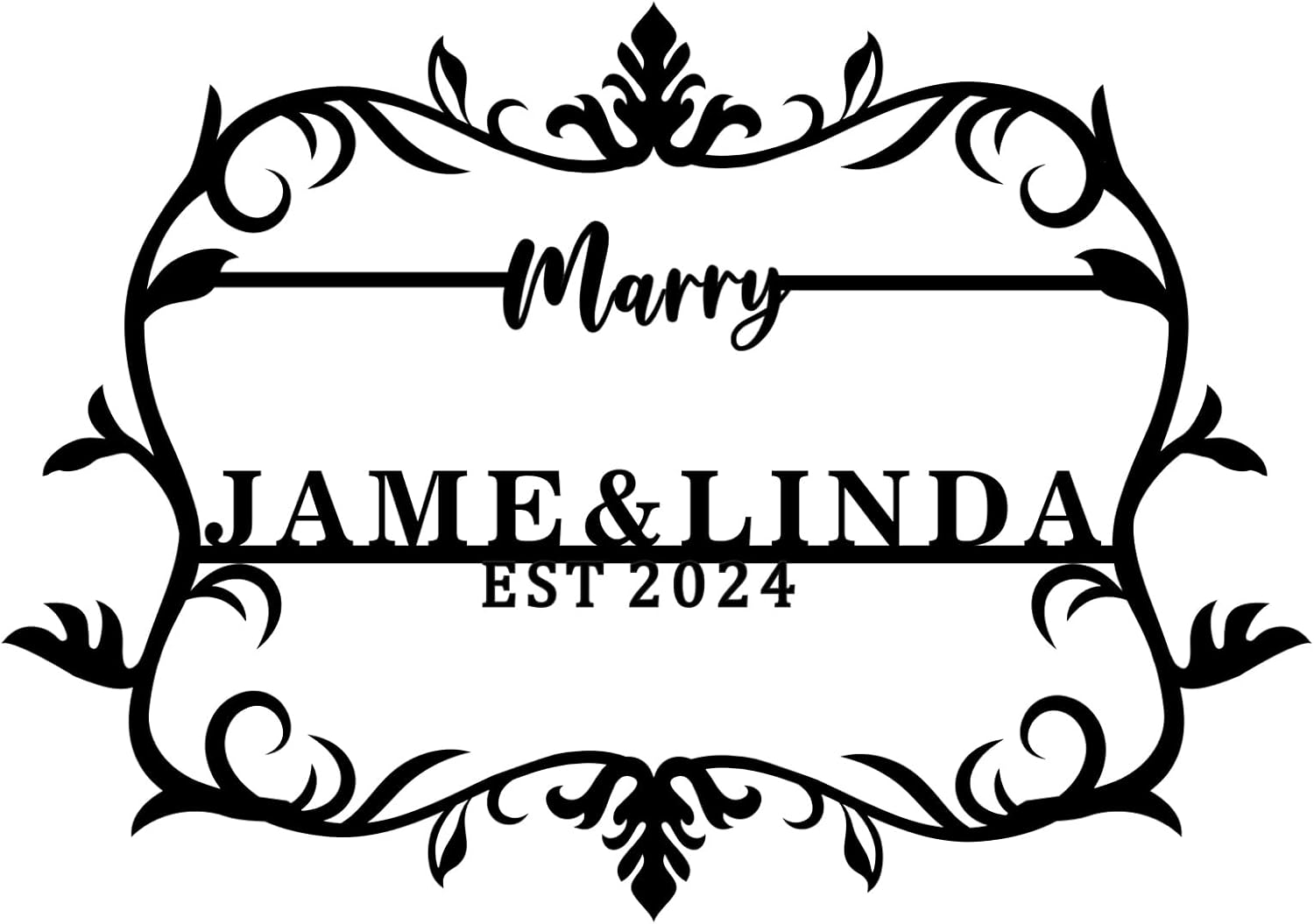 Customized Last Name Wedding Metal Decorative Plaque Personalized Simple Outdoor Metal Sign Artistic House Wall Decor Handmade Wedding Favors Customized Last Name and Date Metal Plaque