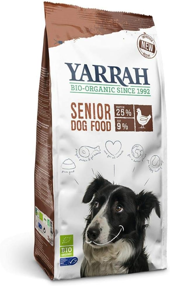 Organic Senior Dry Dog Food - A Highly Appetising Meal for your Older Dog - Delicious Kibble with Organic Chicken, MSC Fish, Devil’s Claw, Horsetail and Rose Hips for Dogs aged 7 & Older - 10kg
