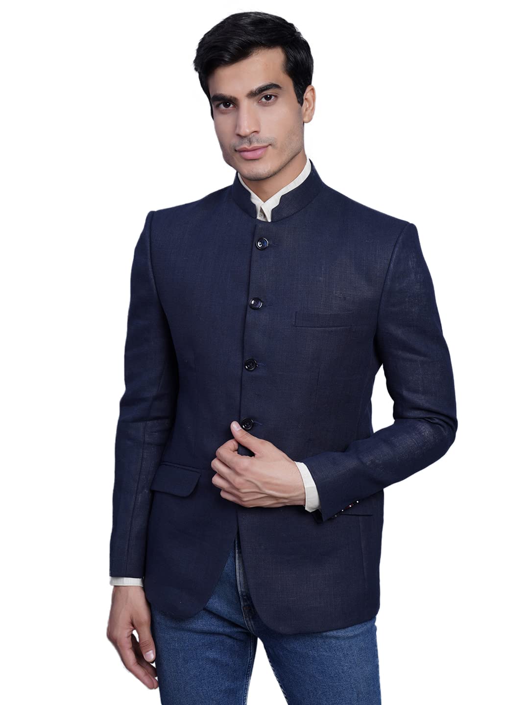 wintage Men's Tweed Casual and Festive Blazer Coat Jacket : Navy Blue-picture-51