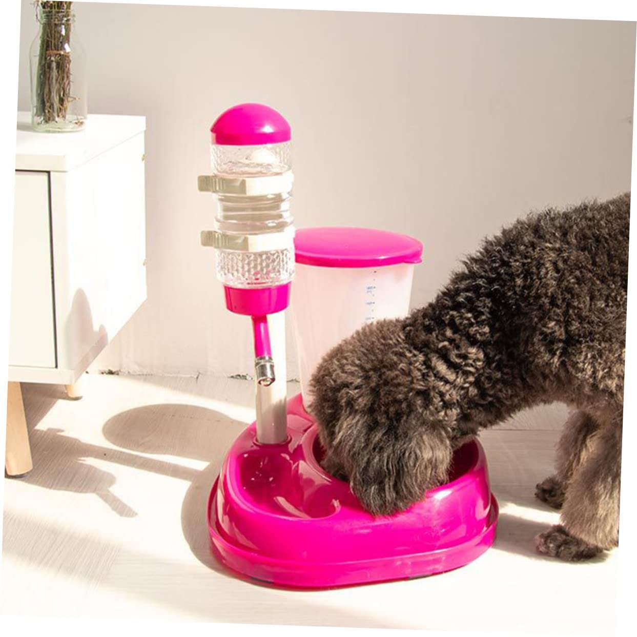 Bebedero Automático para Mascotas Capacidad de 500ml y Alimentador Automático Ajuste de Altura Desmontable para Perros y Gatos