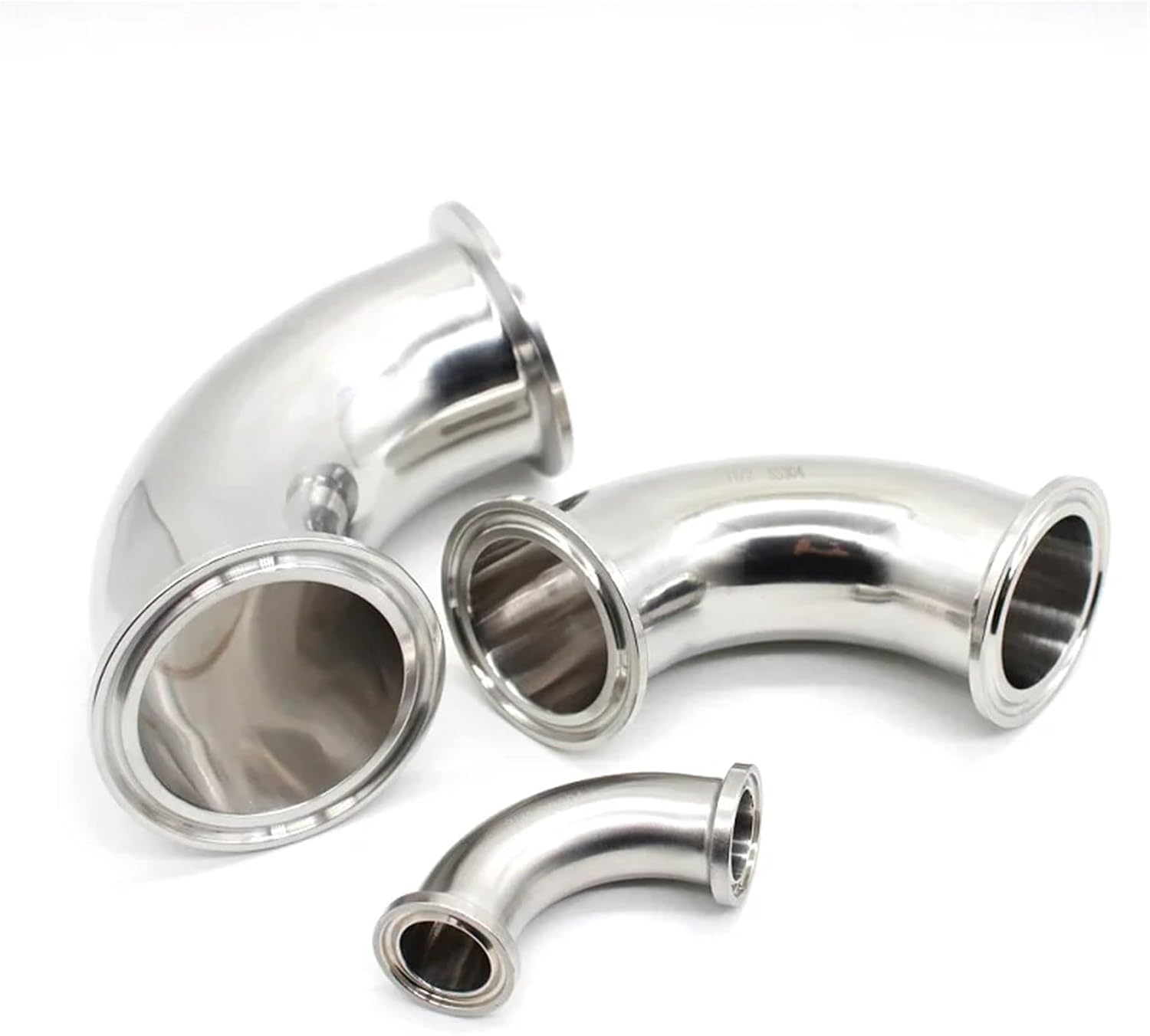 1pc SAP Three clip elbow stainless steel SS304 316L 90 degree elbow 19mm-102mm pinch fittings homemade 3/4" 1" 1.5" 2" 2.5" 3" 4"(SS316L,19mm-ferrule 25.4)