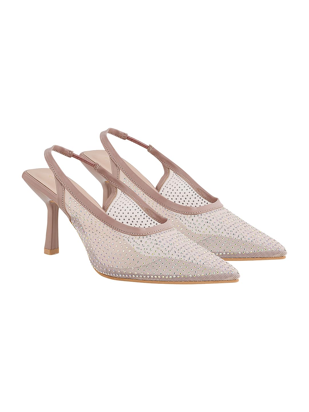 Women Pointed Toe Stone Embellishment Slingback Heel pencil Sandals-image-49