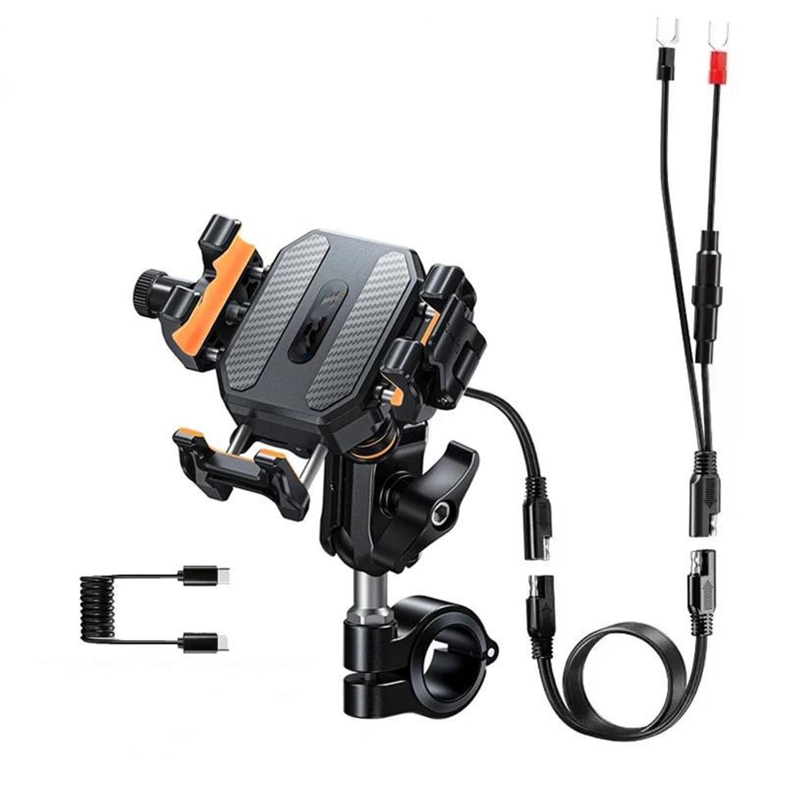 Soporte para Teléfono De Motocicleta Adecuado para Bicicleta Scooter | Soporte teléfono motocicleta, cargador inalámbrico 15W/USB C de 36W, carga rápida, antirrobo, a prueba golpes