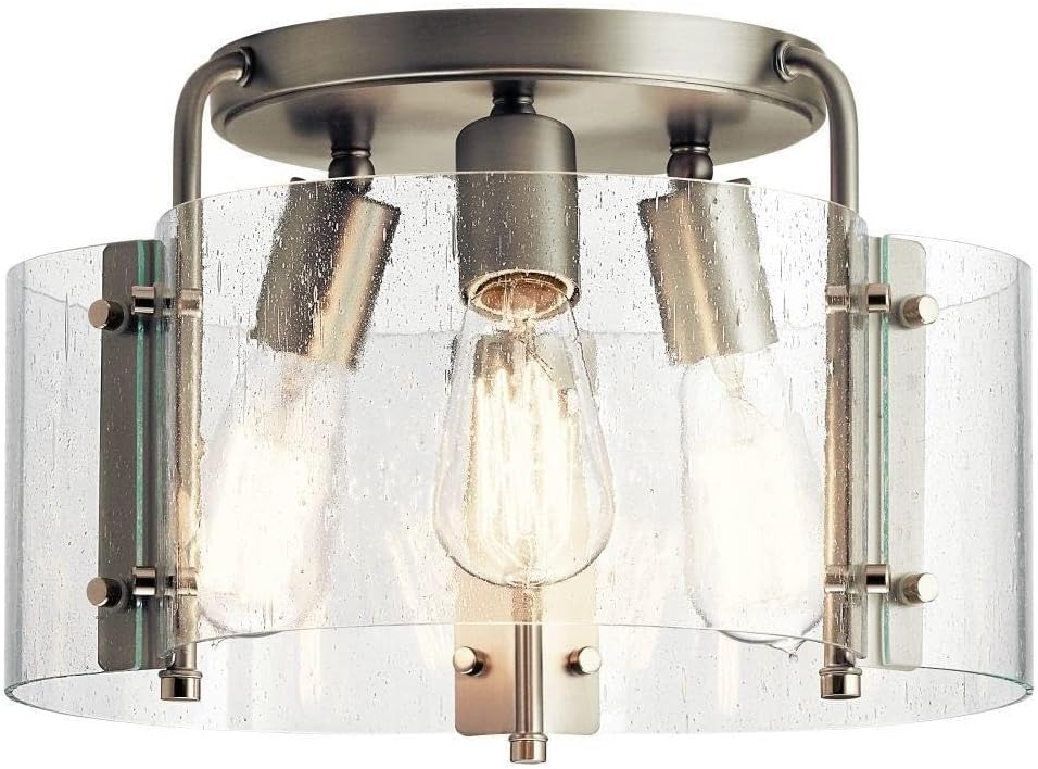 Kichler 42954NI Thoreau Semi-Flush, 3-Light 225 Total Watts, Brushed Nickel
