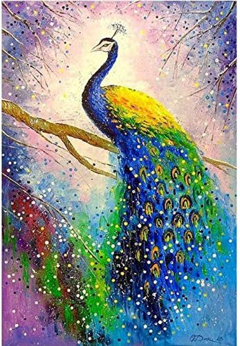 BOHADIY Diamond Painting Kits for Adults – 5D DIY Round Diamond Number Kits with Full Drill – Crystal Rhinestone Diamond Embroidery Paintings Great for Home, Office, Wall Decor Peacock 16×12