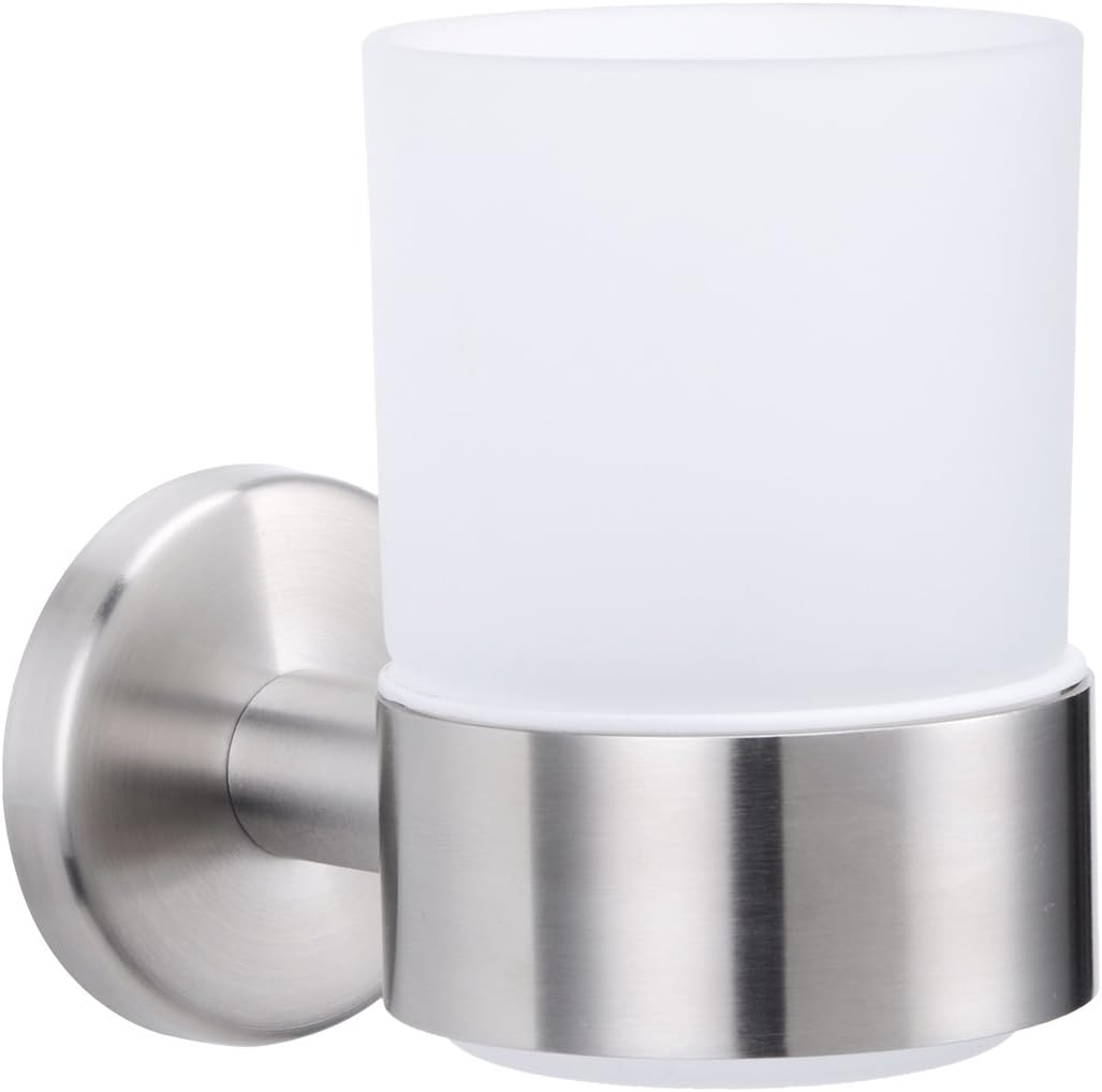 Modern Nickel Finish Toothbrush Holder Wall Mounted Bathroom Accessory