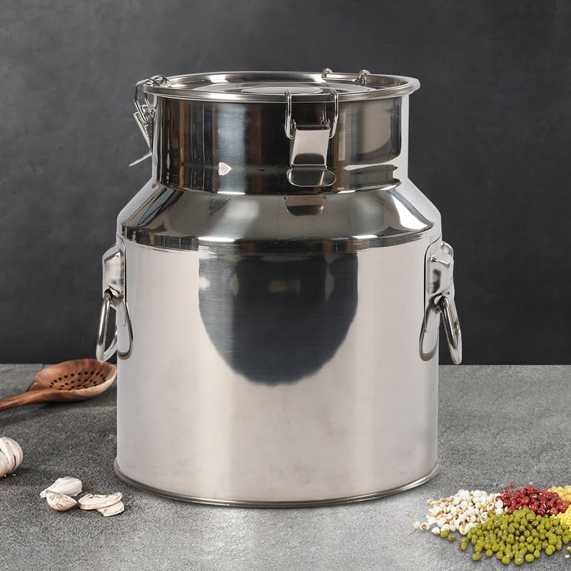 Jarra De Leche De Acero Inoxidable Con Tapa Y Asa, Recipiente Hermético De Acero Inoxidable Para Café, Leche, Aceite Y Alimentos Secos