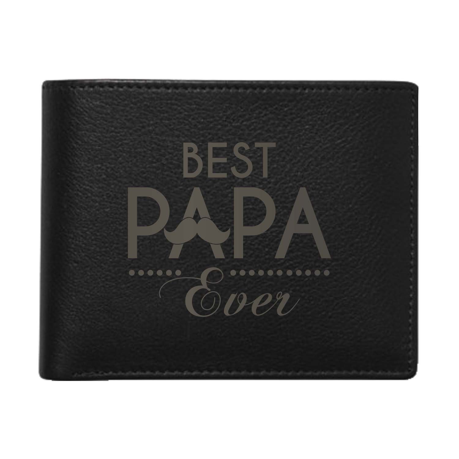 TheYaYaCafe Gifts for Mom for Father President Best Papa Ever Men's Leather Wallet - Black-image-45