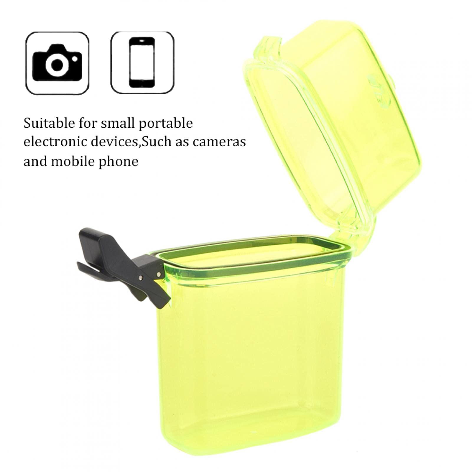 Scatola per Immersione, Contenitore Impermeabile per Immersioni, Custodia Subacquea in Plastica Trasparente con Gancio a Fune, per Piccoli Dispositivi Elettronici Portatili, Giallo
