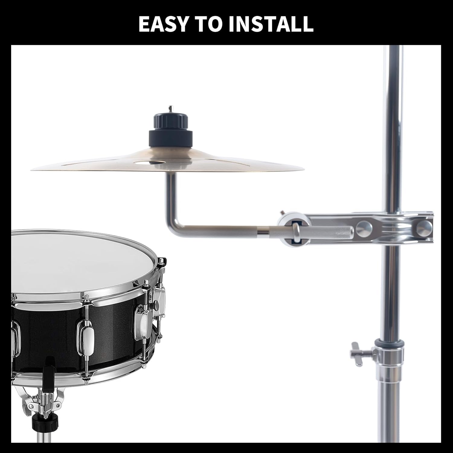 Cymbal Boom Arm Holder with Clamp, L-Arm Rod with Bracket Holder Extension Arm Attachment, Cymbal Stand Mount for Drum Hardware Cymbal Stand Percussion Instrument Accessories (Short/18CM Arm)