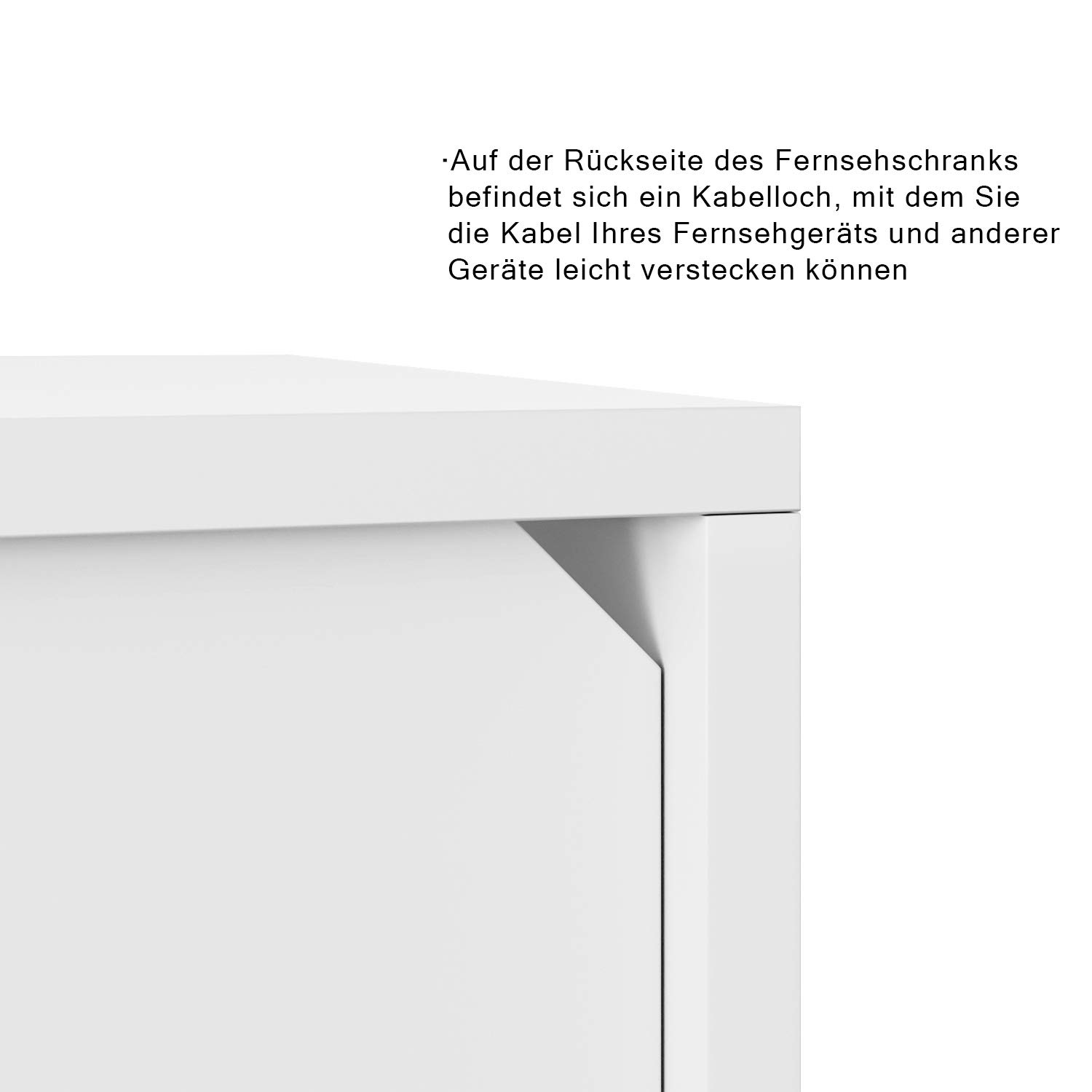 SONNI TV-Schrank mit LED (16 Farben), 2 Türen, Hochglanz Weiß, 155x40x45cm | Lowboard für Fernseher bis zu 60 Zoll, TV Board mit Großer Stauraum, TV-Regal für Wohnzimmer, Esszimmer, Schlafzimmer