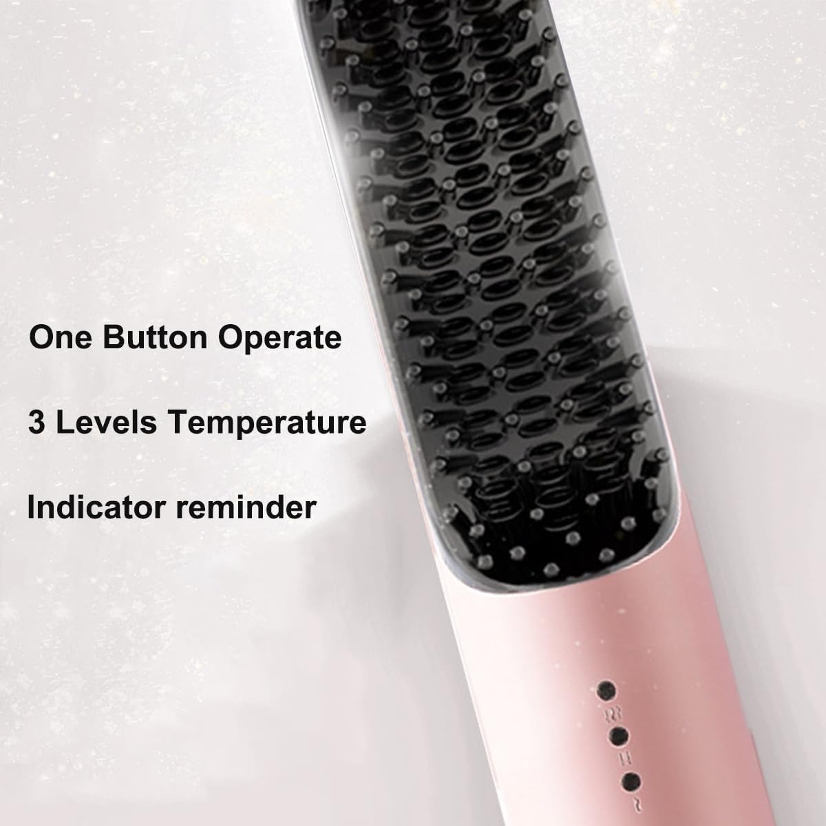 Bezprzewodowa szczotka prostująca włosy z 3 poziomami temperatury, automatycznym wyłączaniem, antyoparzeniowa, podgrzewana, podróżna, USB-C, typ C, przenośna prostownica do włosów - różowa