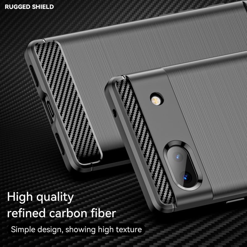 Image of Hybrid Carbon Fiber Back Case for Google Pixel 6A (Black)