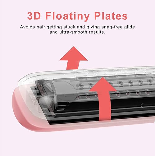 Miniatura 6 de Plancha de pelo 2 en 1, plancha de pelo de titanio para rizos y alisadores de larga duración, doble voltaje y temperatura ajustable, varita rizadora