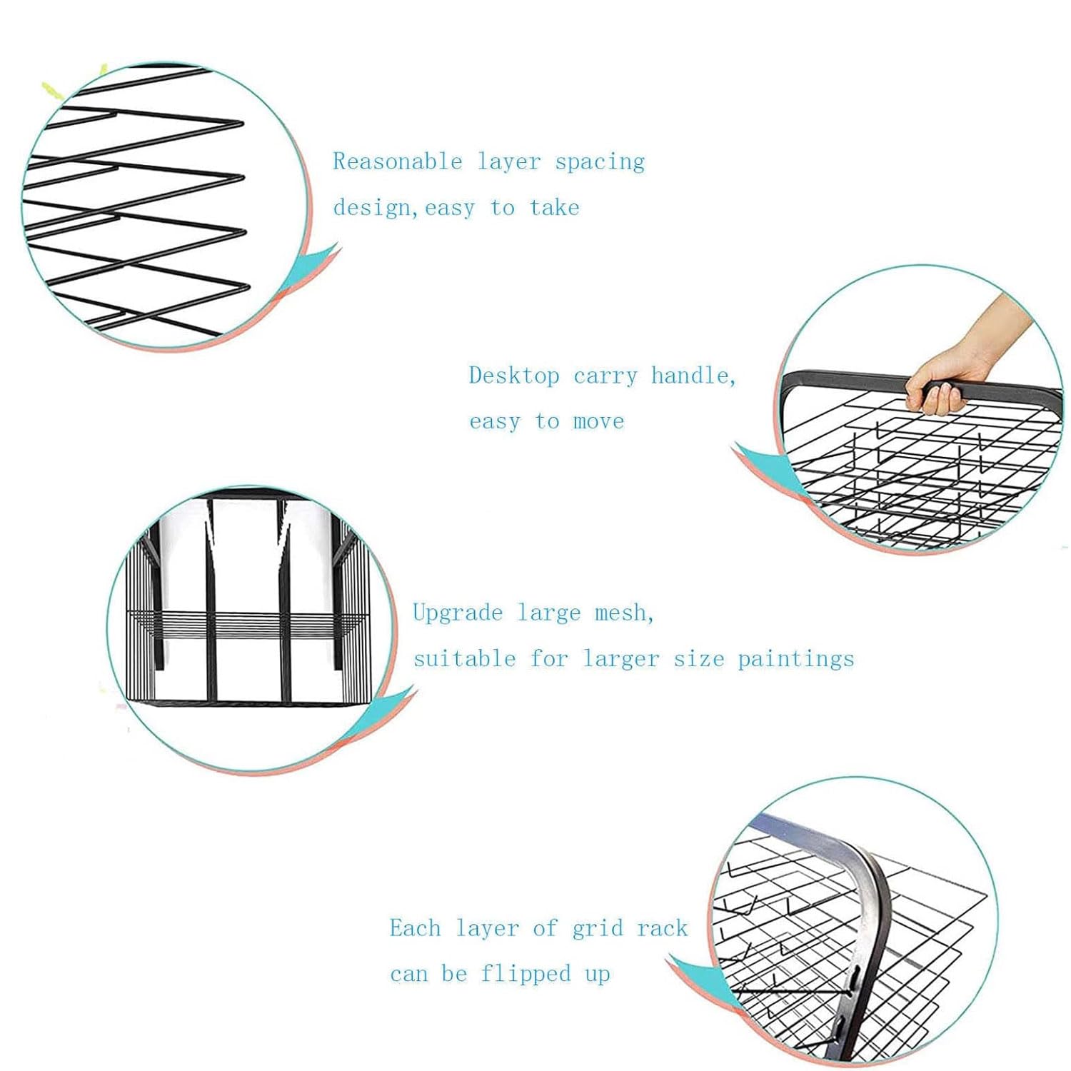 Étagère de rangement mobile à 15 niveaux, en maille pour peinture, gain de place, pliable pour salle de classe, maternelle, école d'art, studio créatif